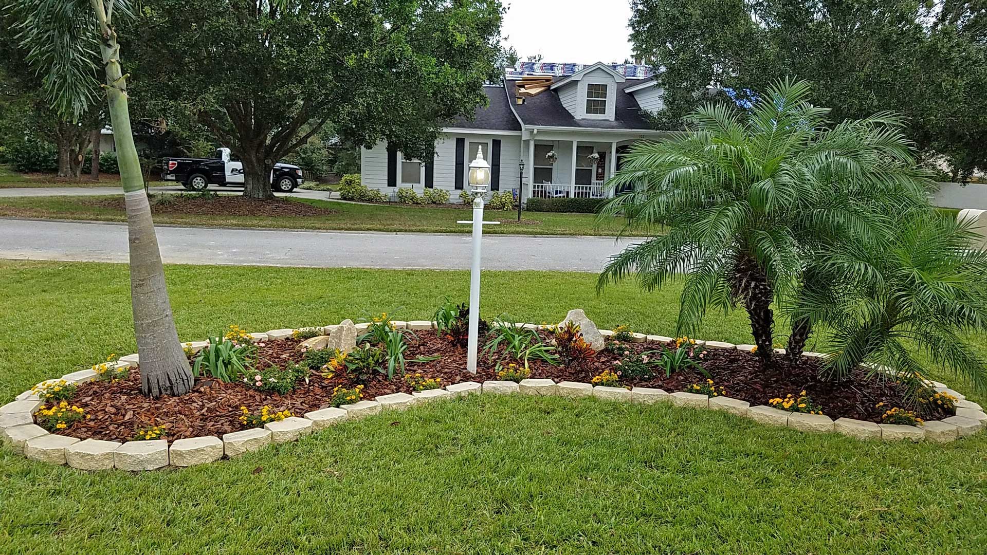 Newly installed landscaping at a home in Lakeland, FL .