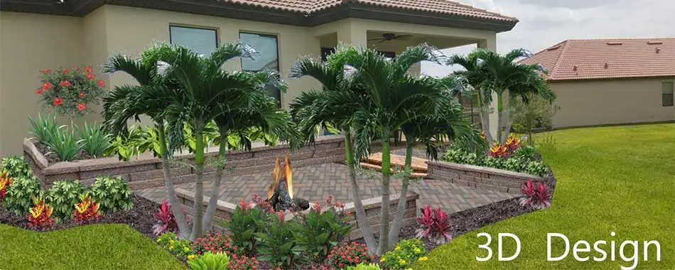 After 3D rendering of a backyard hardscaping project in Lakeland, FL.