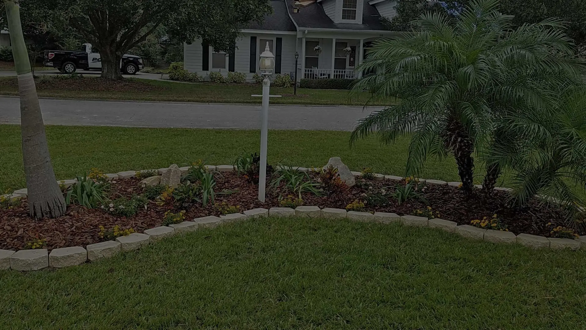 Landscaping island in front yard.